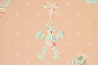 1940s Vintage Wallpaper Pink Nursery Baby Rattle Rosie S