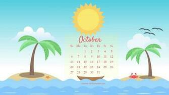 October Cute Calendar Wallpaper