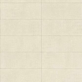 Contemporary Faux Leather Off White Soft Crocodile Wallpaper R3671