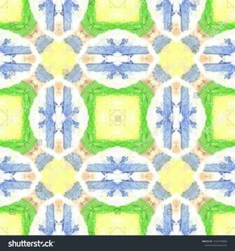 Seamless Pattern Indigo Green Gold Antique Wallpaper Colorful