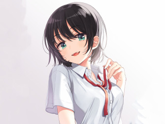 Wallpaper White Shirt Hot Dark Hair Anime Girl