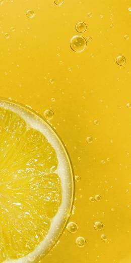 Wallpaper Lemon Slice Bubbles Close Up Honor