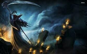 Wallpaper Grim Reaper In The Cemetery