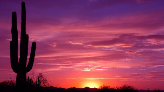 Arizona Sunset Desert Area Orange Sun Red Pling