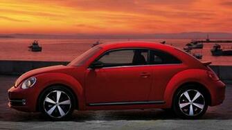 Wallpaper Volkswagen Fusca Red Side HD
