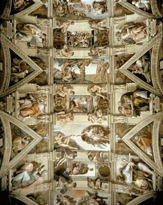 Sistine Chapel Ceiling And Lunettes Wall Mural By Michelangelo