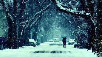 Wallpaper Winter Snow Night Sky Alone
