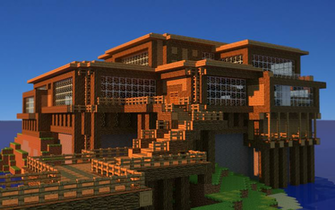 Minecraft Beach House Wallpaper