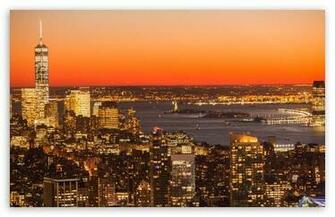 Aerial Of New York City At Dusk HD Wallpaper For Wide