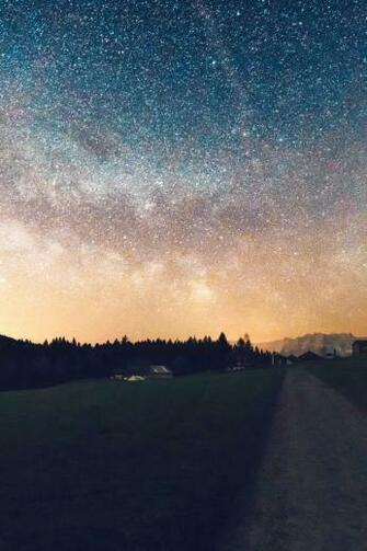 Starry Sky Nature Sunset Mountain Road iPhone Wallpaper