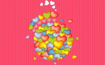 Colorful Flaoting Hearts Wallpaper