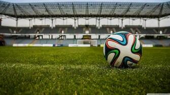 Wallpaper Bright Re Soccer Ball On Stadium