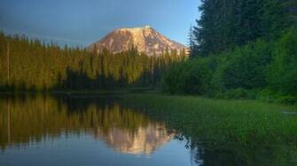 Ollalie Lake Mount Adams Washington Desktop Wallpaper Nr