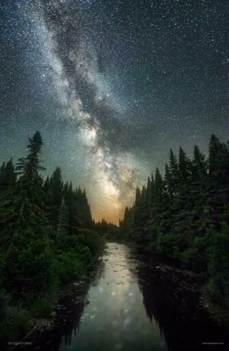 The Night Sky Above Connecticut River In Pittsburg New