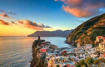 Wallpaper Sea Sunset Mountains Coast Building Italy