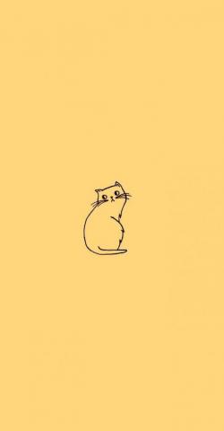 Cat Doodle Wallpaper In Sunflower Yellow Edit From Original