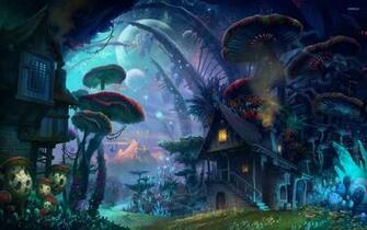 Big Mushrooms Wallpaper Fantasy