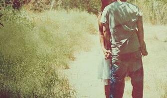 Country Couple Cute Dress Field Grass Holding Hands Love