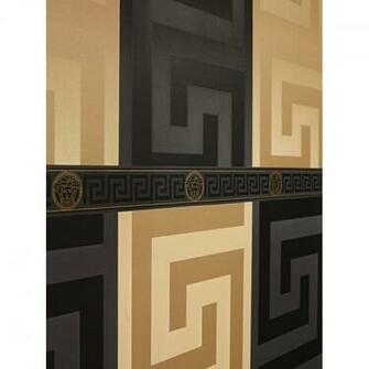 Home Versace Greek Key Black And Gold Luxury Wallpaper Border