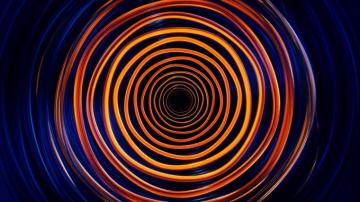 Circles Neon Waves Colorful Orange Dark 4k Wallpaper