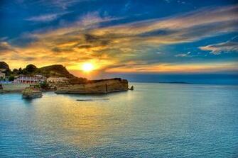 Wallpaper Greece Corfu Island Sea Nature Sky Sunrise And Sunset