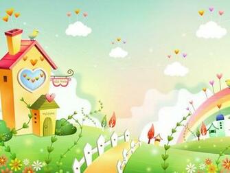 Abstract Spring Background Landscape With Rainbow