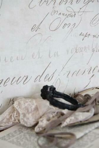 French Script Paper Patina Wallpaper