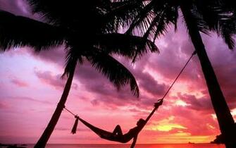 Sunset Beach Hammock Chillout Desktop Pc And Mac Wallpaper