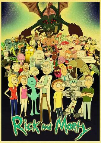 Cartoon Rick And Morty Retro Poster In