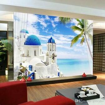 Charming Santorini Wallpaper 3d Seascape Photo
