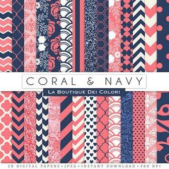 Background General Coral And Navy Digital Papers