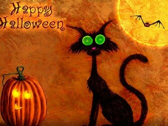 Happy Halloween Scary Cat Wallpaper