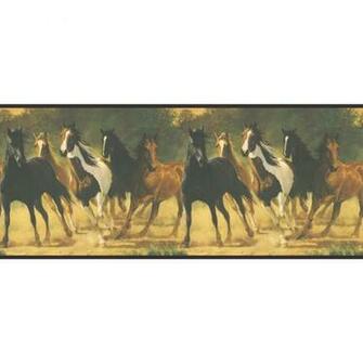 Lake Forest Lodge Horses Border Wallpaper Inc