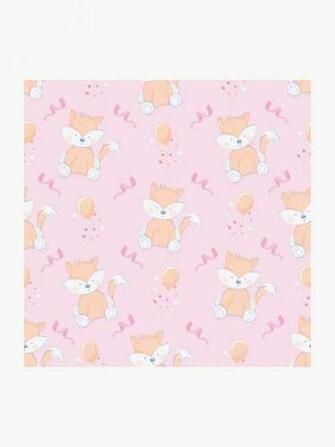 Happy BirtHDay Orange Fox Pink Background Pattern Photographic