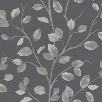 Home Black Metallic Silver Fd40672 Woodland Trees Leaves