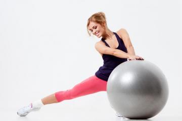 Photos Smile Fitness Sport Female Ball Hands White Background