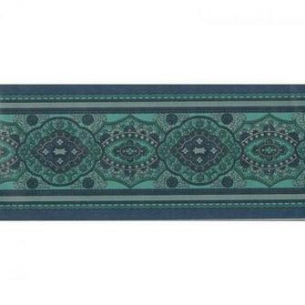 Traditional Paisley Theme Navy Green Wallpaper Border By Storeys