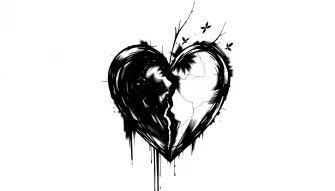 Broken Heart Black And White Wallpaper