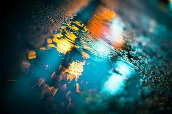 Wet Rain Water Reflections Colors Roads Wallpaper Background