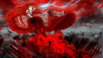 Enjoy Your Favorite Anime With This Beautiful Red Aesthetic Laptop Wallpaper