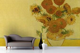 Van Gogh Art Mural Wallpaper Room Beautiful Sunflowers By