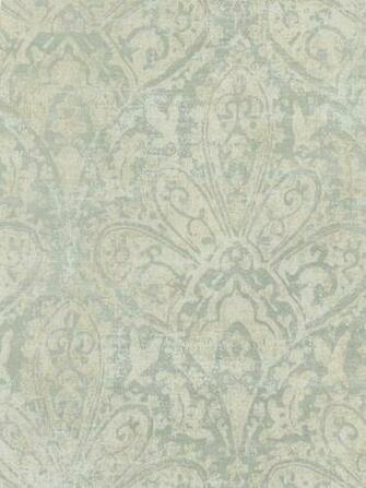 Faded Blue Balzarine Damask Wallpaper Traditional
