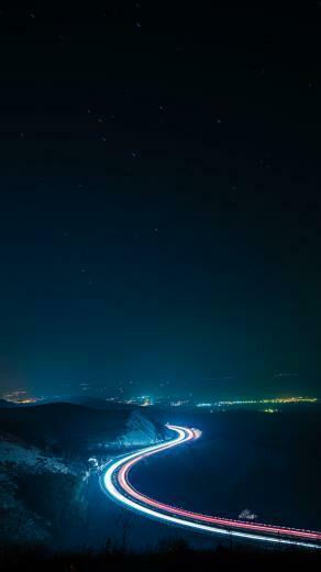 Road Turn Backlight Wallpaper