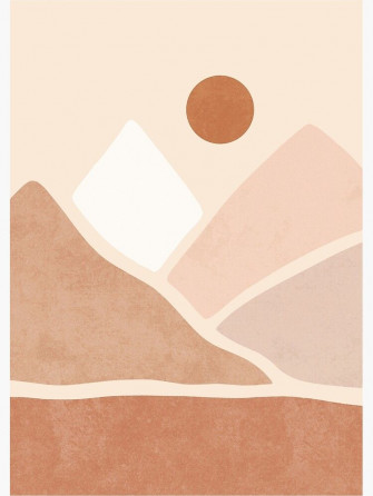 Neutral Boho Mountain Sun Metal Print By Miss Belle