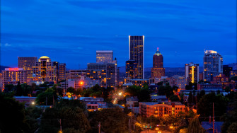 Wallpaper Portland Usa City Skyscrapers Night Lights