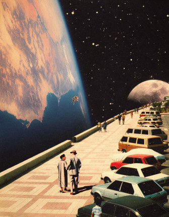 Wall Art Print Space Promenade Retro Futuristic Collage