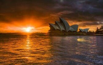 Sydney Opera House With Sunset Nexus Wallpaper