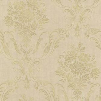 Brewster Avalon Manor Gold Floral Damask Wallpaper