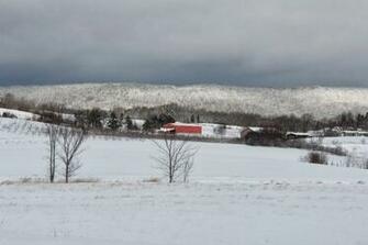 Winter Scene With Red Barn Wallpaper Pin It