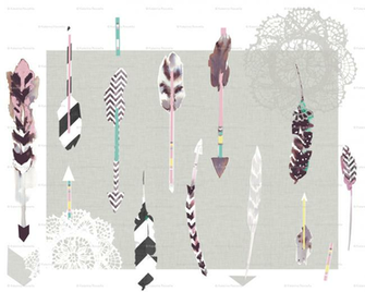 Arrows Feathers Giftwrap Katarina Spoonflower